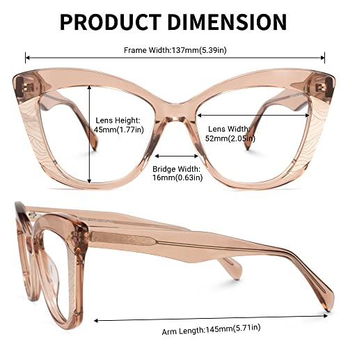 Image of Zeelool Vintage Cat Eye Blue Light Blocking Glasses for Women Amy JGA300178-03 Champagne