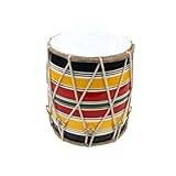 Tamburo indiano colorato Dholak 20 cm intagliato cultura