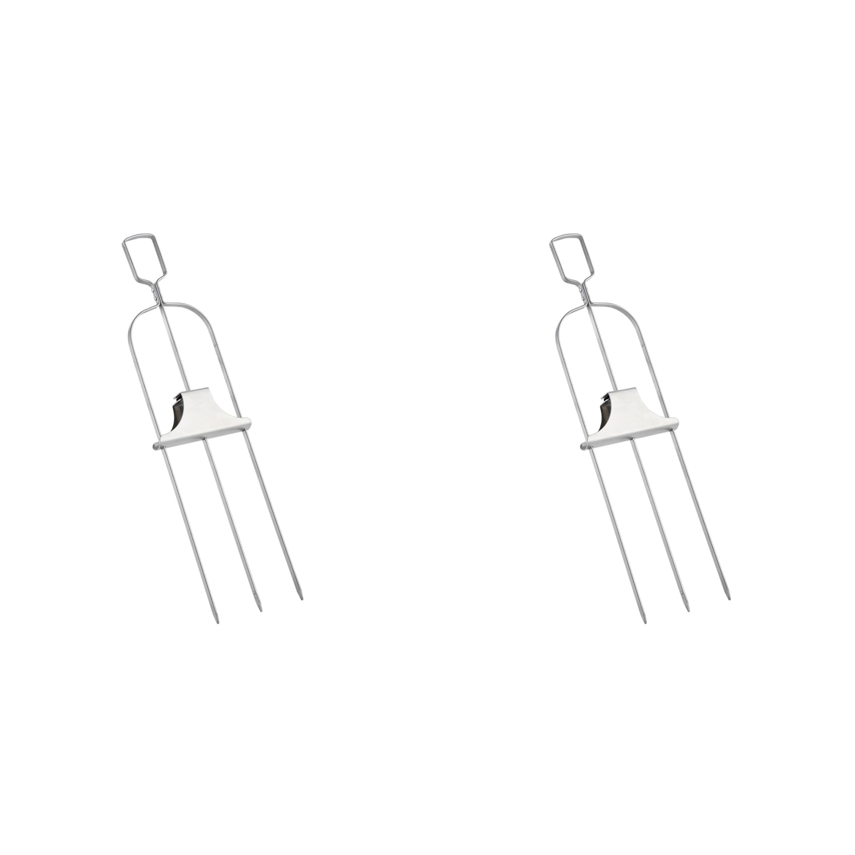 Aundhegrtt 2X 3 Way Skewers,Metal Skewers for Grilling, 3-Prong Barbecue Skewer,Metal Grill Skewer with Push Bar Slider
