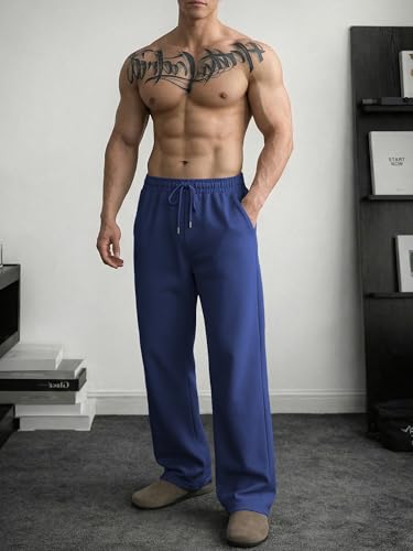 Image of JMIERR Men's Casual Baggy Pants Lightweight Wide Leg Lounge Travel Pants Streetwear with Pockets