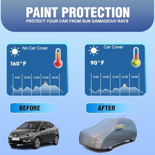 Image of for Nissan Magnite 100% Waterproof Car Cover for All Weather Protection with Mirror Pockets, Soft Cotton Lining, Triple Stitched with Adjustable Belt Bottom Elastic to Secure Fit