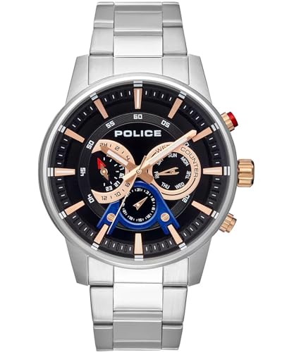 Police Mens Quartz Watch, Multi dial Display and Stainless Steel Strap PL.15523JS/02M