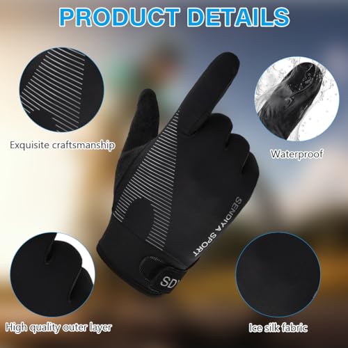 Image of PROBEROS Sun Protection Gloves, UV UPF 50+ Summer Gloves for Men Women, Breathable Ice Silk Cool Anti-Slip Touch Screen Design, Fashion Outdoor Sport Cycling Gloves for Motorcycle, Bike, Riding - XL