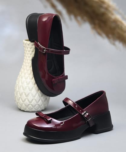 Image of JM LOOKS Elegant Single Strap Platform Mary Janes for Women Showcasing A Chic Bow Detail and Durable Block Heels