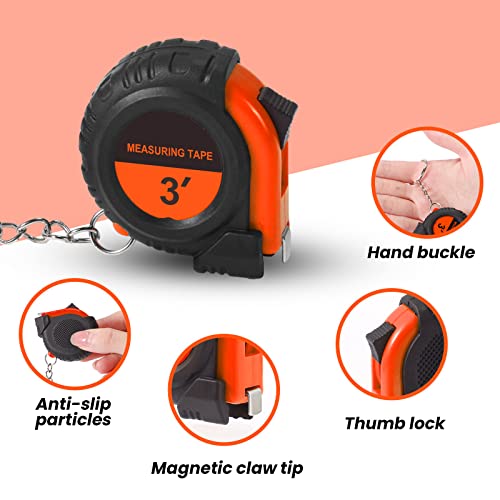 50 Pcs Mini Measuring Tape Keychain Small Measuring Tape Bulk Set 3Ft Retractable Measuring Tape Small Measuring Tape Measurement Tape With Pause Button For Engineer Crafter Autowind And Lock, Orange #TOP2