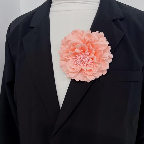 Image of Peony Fabric Flower Brooches Oversize Lapel Pins Extra Big Brooch Delicate Dancing Party Prom Wedding Charm Banquet Dress Suit Guest Corsage Accessories Gifts Dancer Large Hairpin Clip 110mm