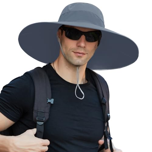 Image of Wide Brim Sun Hat for Men Women UV Protection Ventilated Summer Hats for Fishing Hiking Garden Beach