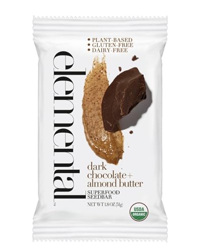 Elemental Superfood Seedbars, Dark Chocolate + Almond Butter, 1.8 Ounce - 12 Pack, 100% Certified Organic, Non-GMO Verified, Gluten Free, Dairy Free, Plant Based