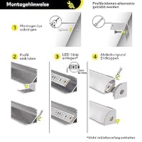Alumino | LED Aluminiumprofil Eloxiert | 200 cm | Eckprofil | Opale Abdeckung | für 12 mm LED-Streifen | Weser – Ansicht 4