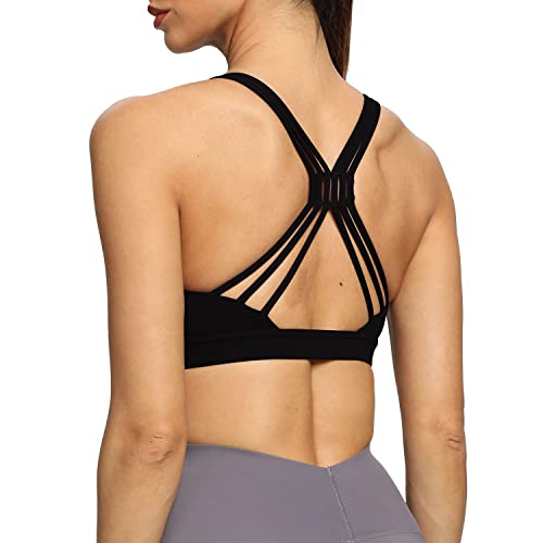 Altiland Strappy High Impact Sports Bras For Women Padded Supportive Fitness Athletic Workout Running Yoga Tops cover