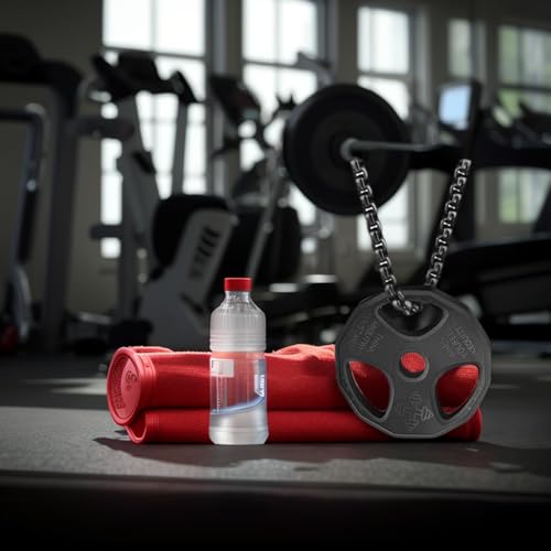 Dumbbell Necklace Fitness Gym, Weight Plate Barbell Pendant Stainless Steel Black4