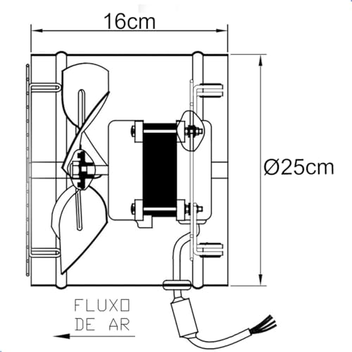 Exaustor Axial 25cm Industrial Qualitas Eq250m2 110V 220V Para Coifa Churrasqueira Dutos Cozinha
