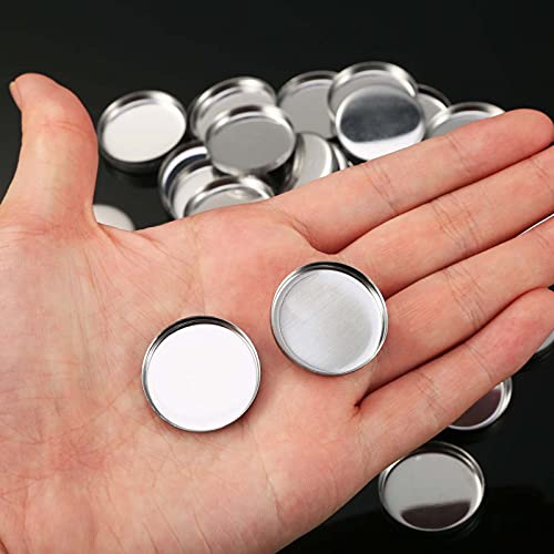 Fsyeel 100 Pcs Empty Metal Magnetic Palette, Square Round Shape Eyeshadow Pans, Makeup Blush Powder Container, Cosmetic Subpackage Organizer Pan Foundation Lipstick Sample Making Tool, Pigment Palette #TOP2