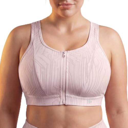 Yvette Front Zip Sports Bra for Women,High Support Full Coverage