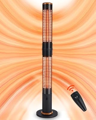Star Patio Electric Patio Heater, Outdoor Heater with Remote, 750/1500W Infrared Heater with Cylinder Shape, Portable Freestanding Heater, Silent Heating, IP54 Waterproof, STP2566-RM-SN2024
