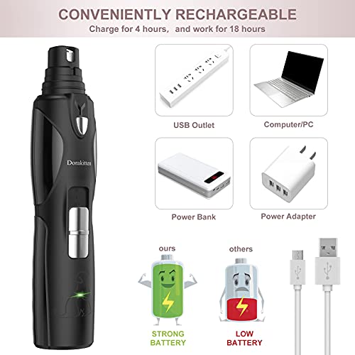 Dorakitten Dog Nail Grinder with Clippers: Professional 2 Fast Speeds Electric Pet Nail File Grinder with LED Light - 18h Working Time Low Noise Pet Nail Trimmer for Small Medium Large Dogs & Cats - Image 7