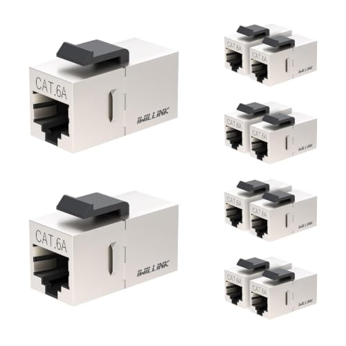 iwillink Cat6A Keystone Coupler RJ45 Shielded Ethernet Coupler 10-Pack