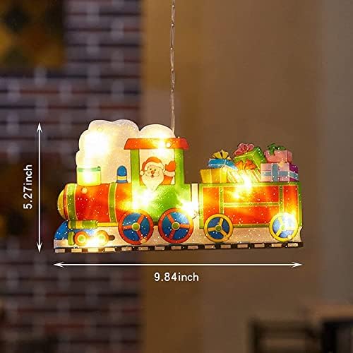 U/N Lighted Christmas Window Silhouette Decoration Light up Santa Claus Christmas Tree Battery Operated with Suction Cup Hook for Christmas Window Glass Wall Indoor Decorations-Christmas Train