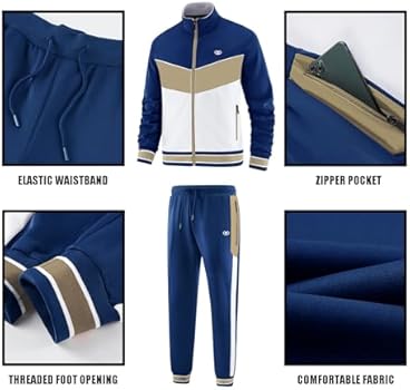 ANOTWENER Casual 2-delig trainingspak voor heren, lange mouwen