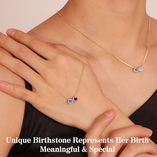 Birthstone-Necklace-for-Women-Birthday-Gifts-for-Women-14K-Gold-Necklaces-for-Teen-Girls-Dainty-1-to-12-Birthstone-Christmas-Gift-Stocking-Stuffers-Valentines-Mothers-Day-Jewelry