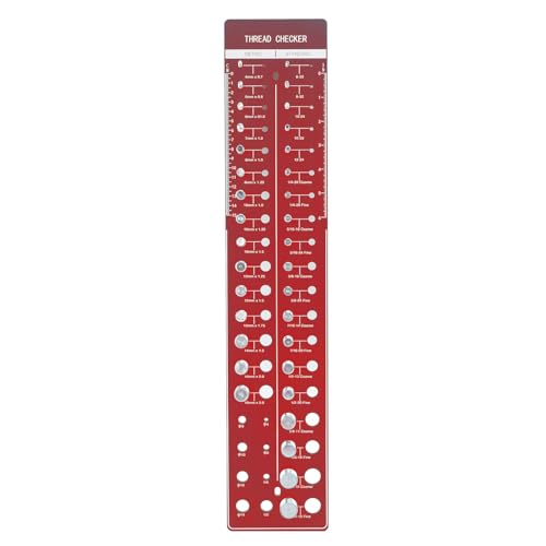 XHTLLO Nut and Bolts Thread Checker, Multifunctional Stud Nut Identifier Gauge with 15 Metric and 19 Inch Sizes, Precise Measurement Tool for Automotive Repairs and Machinery Maintenance(Red)