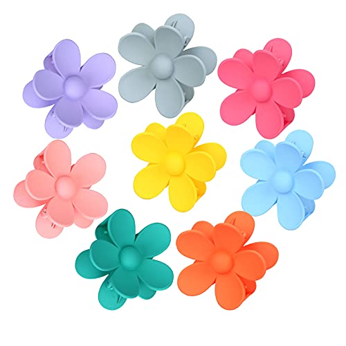 8 Pcs Hair Clips Claw Clips Simple Macaron Color Large Flower Matte Hair Clips for thick hair