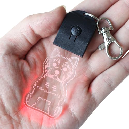 名入れ無料 キーホルダー 迷子札 光る お散歩 ライト LED ペットタグ ネームタグ 犬 夜 散歩 ネームプレート 名札 迷子札 名入れ キーホルダー ドッグタグ 可愛い おしゃれ ギフト プレゼント アクリル