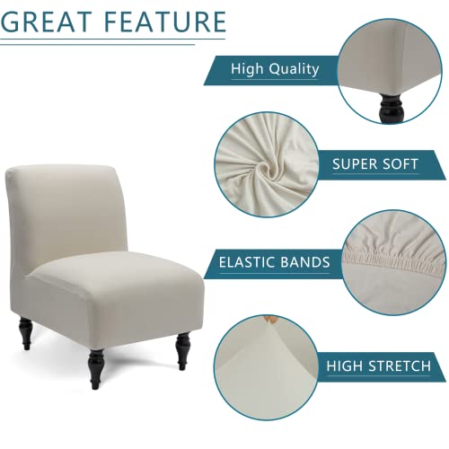 Liykimt Armless Accent Chair Cover Slipcover,Slipper Chair Stretch Spandex Removable For Armless Chair Furniture Protector For Living Dining Room Hotel (Beige, 1) #TOP4