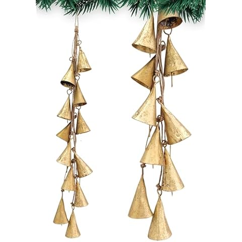 HIGHBIX Shabby Chic Bells Hanging Cluster Vintage-Style Handcrafted Metal Bells for Farmhouse, Garden and Christmas Decor Cover