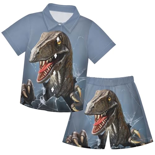 Image of visesunny Boy Floral Short Sleeve Button Down Shirt & Casual Shorts Set Summer Outfits 3-10 Years Clothes
