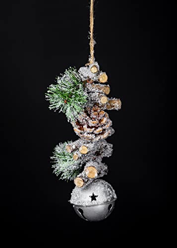 33cm Garland with Silver Jingle Bells Wooden Sticks - Image 4