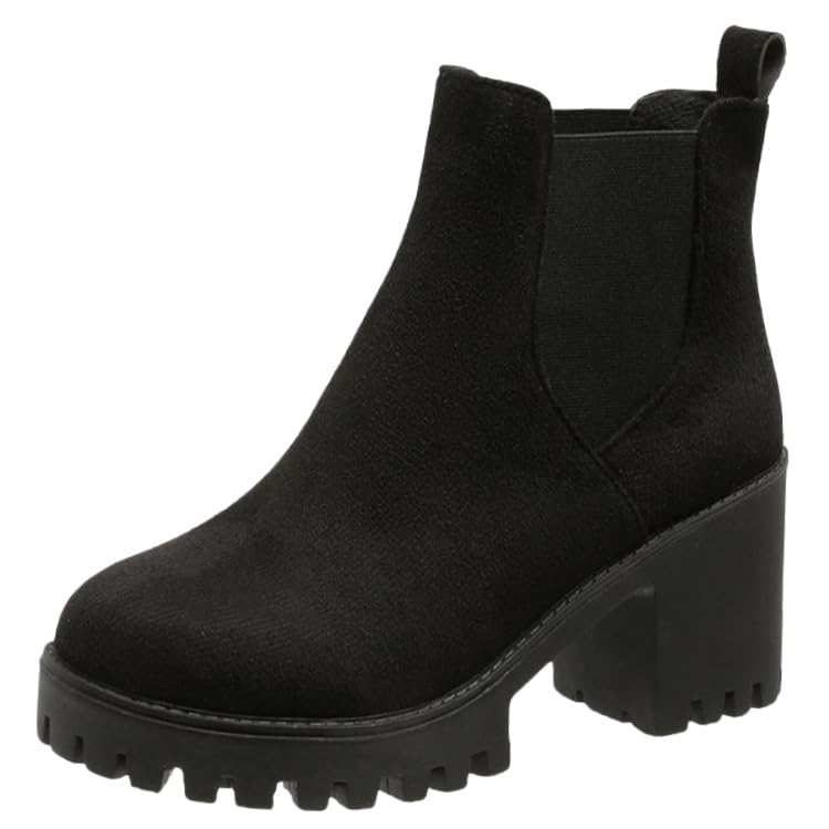 Find the Best Thick-Soled Martin Boots: Style & Comfort 13 Fusecottc Women's thick-soled short boots, large size, rubber sole, anti-slip and durable, suitable for casual and daily wear. (black,10)