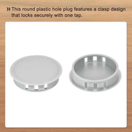 Image of MECCANIXITY 64PCS 40mm(1 9 /16 inch) Light Gray Plastic Hole Plugs, Flush Type Panel Hole Plugs Insert End Caps for Locking Hole Tubes Furniture Cabinet