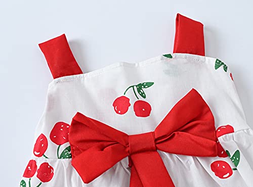 Mercatoo Vestido infantil para meninas, sem mangas, floral, coração, verão, suspensório, 12 meses a