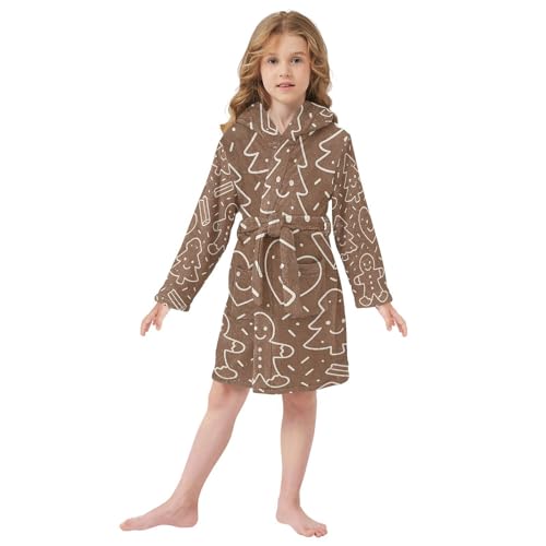 GuoChe Girls Bathrobe Seamless Gingerbread Pattern Hooded Robe2