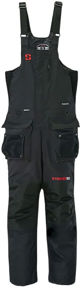 Striker Men's Climate Durable Windproof Water-Resistant Outdoor Ice Fishing Bib with Sureflote Flotation Technology, Black, 3X-Large