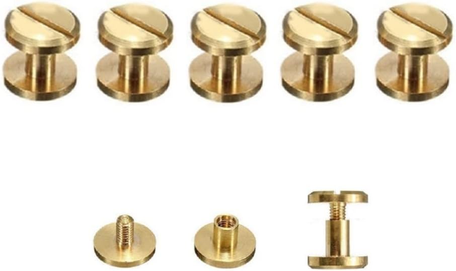 5pcs Solid Brass Flat Head Rivets Studs, Leathercraft Screw Fasteners for DIY Bag Belt Shoe Clothing Accessories, 8MM