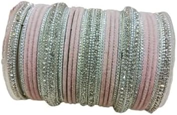 CELESTE Traditional Indain Bangle Set, Royal Heritage Indian Bangle SetBridesmaid Gift Exquisite Bridal Bangles Set (Pink, 2.6(medium))