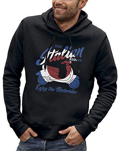 Sweat à capuche scooter en coton premium au design italien masculin