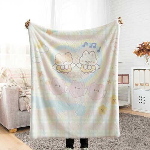 ブランケット 大判 ふわとろ毛布 ソファーカバー 掛け布団 シングル ハート動物天使とろふわ 冬 blanket for all season とろとろケット キャンプ オールシーズン なめらか 軽い 四季適用 丸洗い