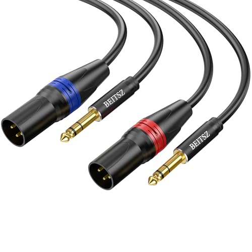 BEITSZ 6.35mm TRS to XLR Male XLR to 1/4 Inch Jack TRS Cable for Speakers Mixer Audio Sound Consoles Power Amplifier(1M 2Pack)