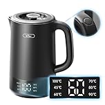 Bear 1.7L Electric Kettle with 6 Temperature Settings, 1800-2200W, Auto Shut-off, Microprocessor Touch Panel, BPA Free, Dry Boil Protection, Fast Boiling, Black