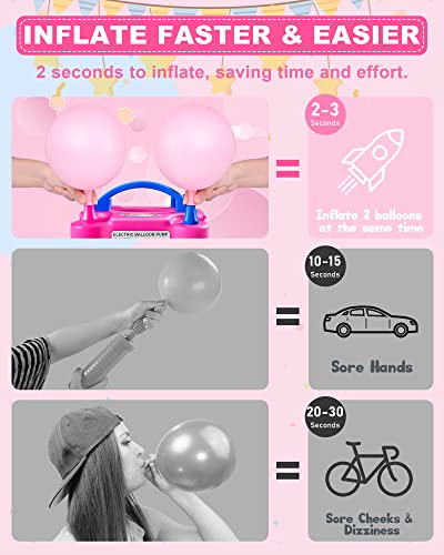 Kusamue Electric Balloon Pump, Quick Inflation Dual Nozzle Balloon Blower Portable Air Balloon Pump Balloons Inflator For Kids Party Decoration (Rose Red) #TOP1