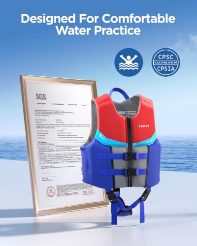 AEOCOO Toddler Swim Vest for 50-70 Pounds, Kids Pool Floaties Vest 5-7 Year Old, Puddle Swim Jumper Buoyancy Jacket, Boys, Girls, Niños, Ocean Hero - image 2