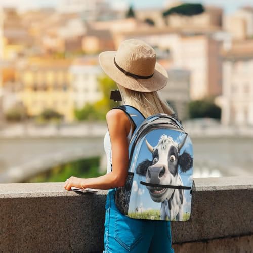 Cute Cow Daisy Flower Kids Backpack, Lightweight School Bookbag Large Capacity Laptop Backpack Water Resistant Daypack Shoulder Bag for Teenager Boys Girls4