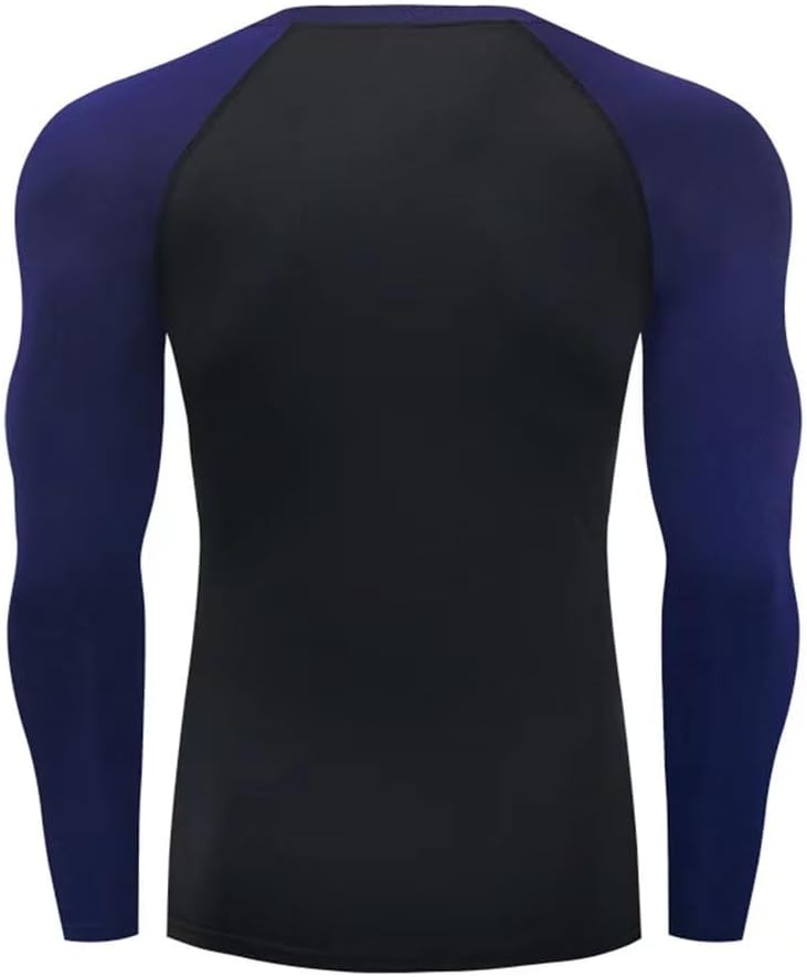 Men's Fashion Color Block Long Sleeve Compression Fitness Top,Quick-Dry Moisture-Wicking Casual Sport Base Layer