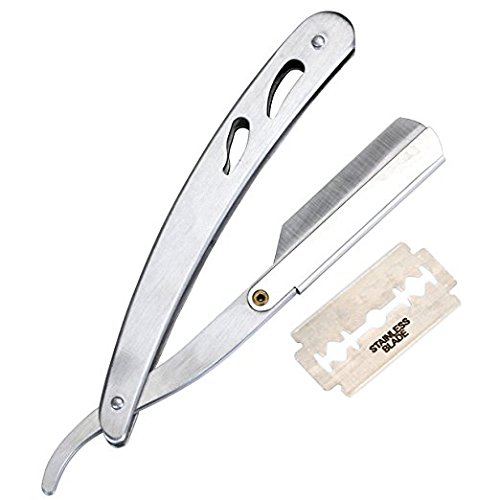 Ccbeauty Stainless Steel Barber Men Straight Edge Shaving Razor Knife Handle Badger-Hair Beard Shaving Brush Tool Kit And 10Pcs Refill Blades Kit #TOP1