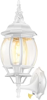 VIANIS Dawn to Dusk Outdoor Light Fixture, White Exterior Wall Light Lantern for Coach, Outside Porch Lights for House, 100% Aluminum Waterproof Outdoor Sconces Wall Lighting Garage Lights Wall Mount