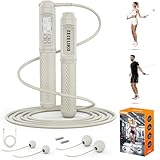 ZECELIKO Smart Jump Rope with LED Display and Jump Counter, Weighted Cordless Design for Home Gym & HIIT, Adjustable Steel Wire for Fitness, Tracks Jumps, Calories & Time, for Men, Women & Kids
