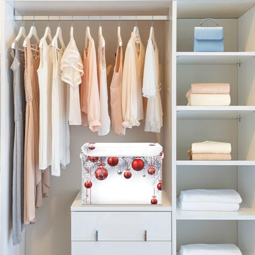 Panier de Noël pliable rouge Mnsruu grand volume avec couvercle - 7